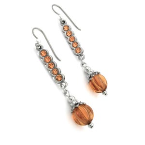 Glass Pumpkin Earrings, Autumn Jewelry for Thanksgiving Gift, Orange Crystals