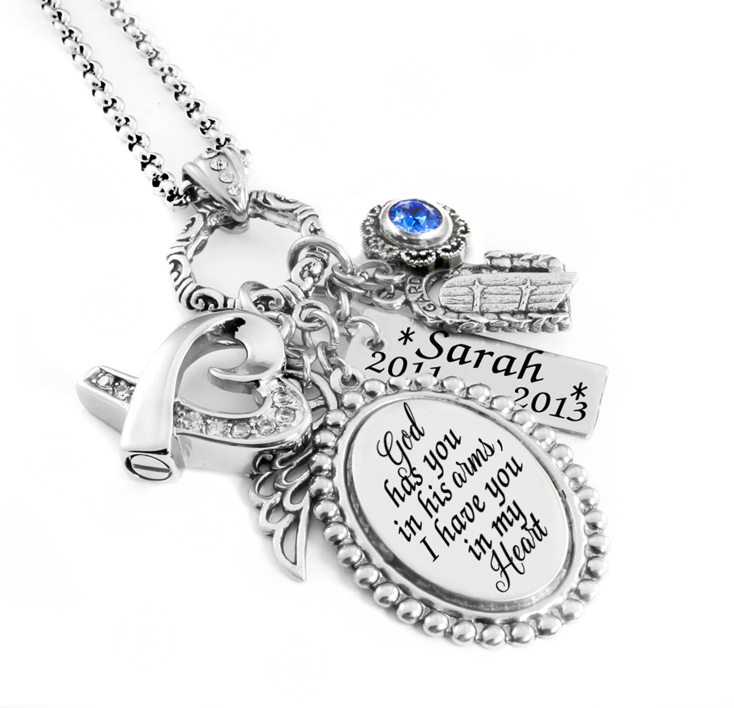 WK Cremation Urn Ashes Necklace Brother Forever in My Heart Birthstone Stainless Steel Keepsake Waterproof Memorial Pendant