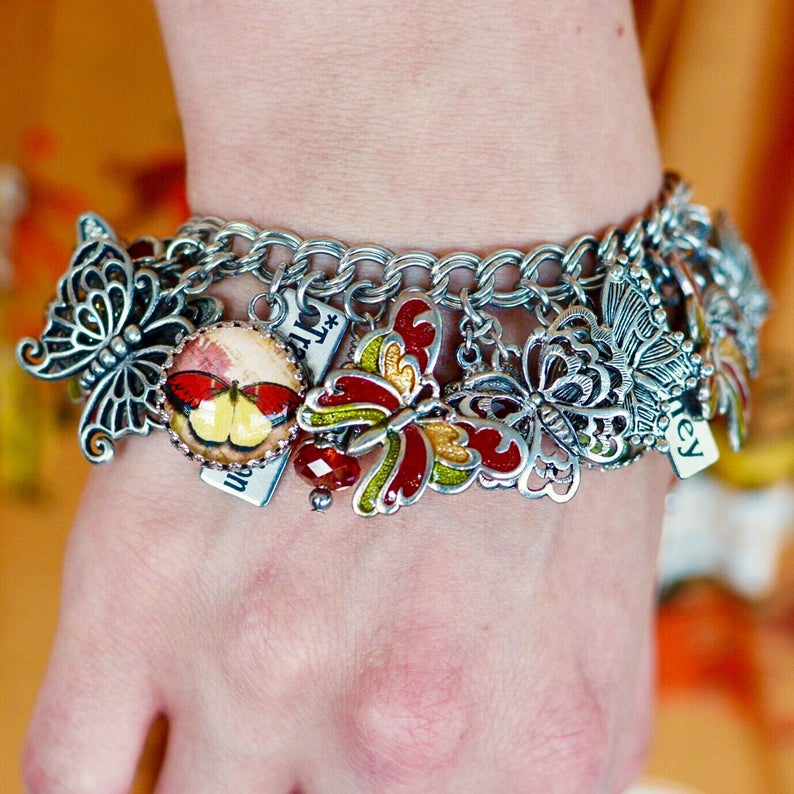 Butterfly Charm Bracelet Butterfly Jewelry Butterfly Charm Etsy