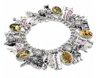 Nutcracker Charm Bracelet, Colorful Traditional Ballet Jewelry, Sugar Plum Fairy, Clara, Holiday Gifts