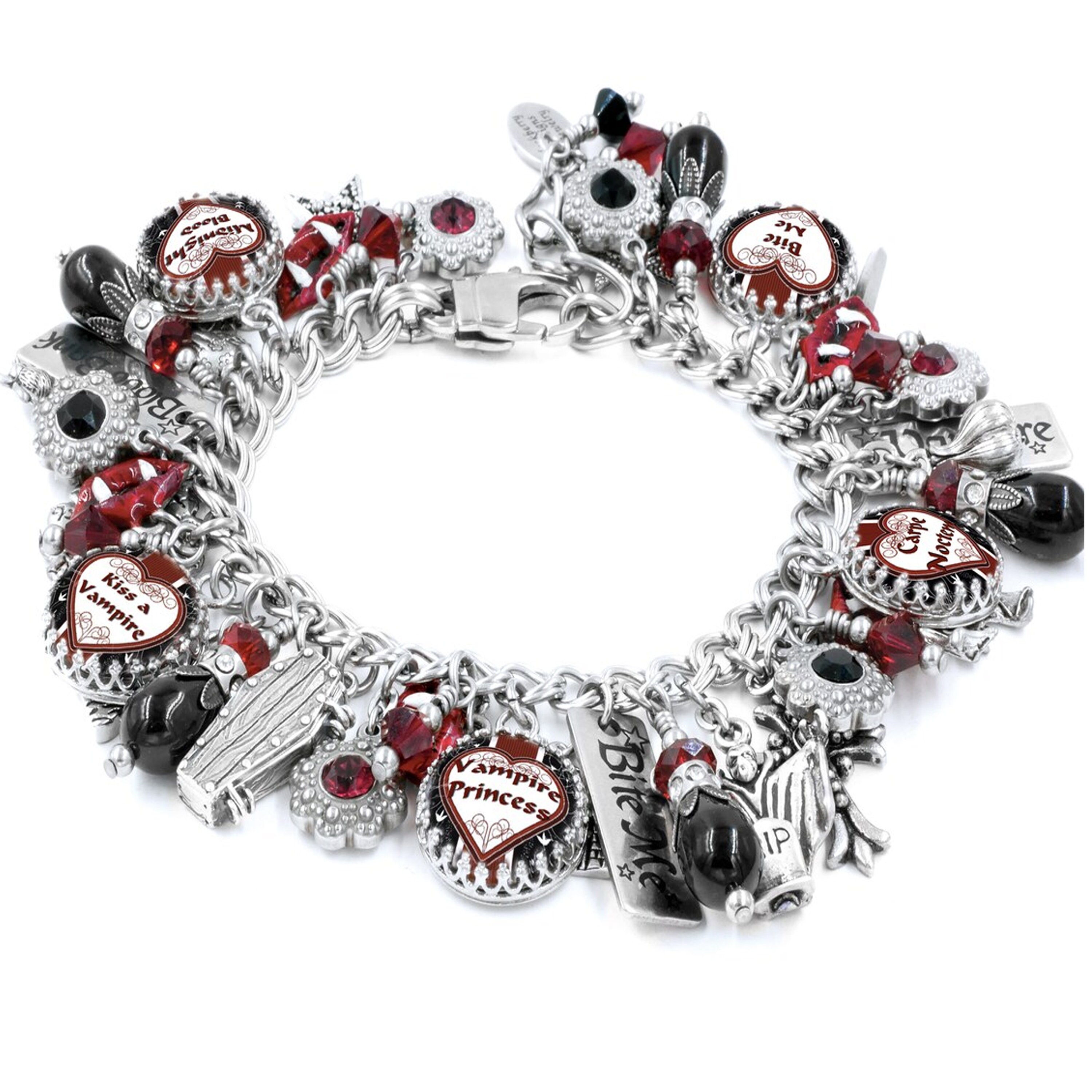 A dozen roses ruby 2024 engraved charm bracelet