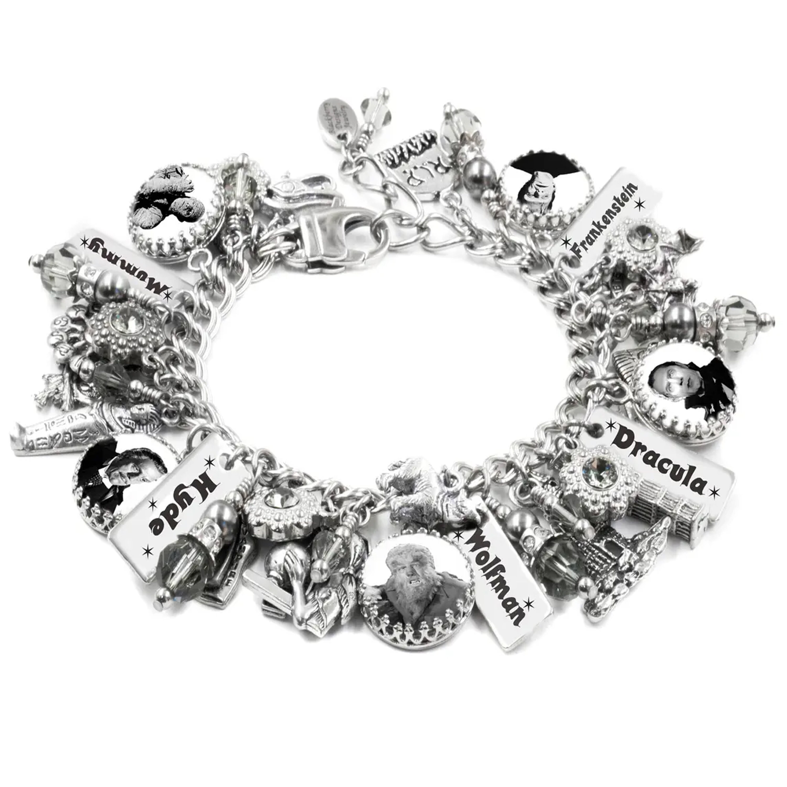 Movie Monsters Bracelet, Wolfman, Dracula, Frankenstein, Mummy, Jekyll and Hyde for Halloween