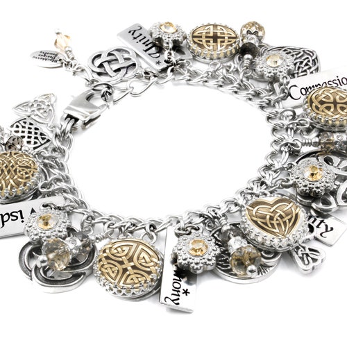 Celtic Jewelry Silver Charm Bracelet Irish Jewelry Irish Etsy