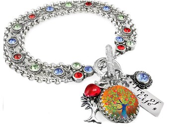 Colorful Tree of Life Bracelet Celtic Jewelry