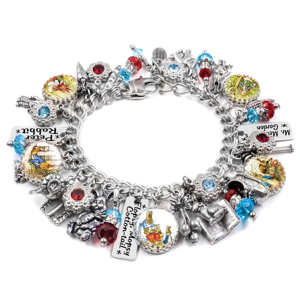 Easter Jewelry Gift, Bunnies, Beatrix Potter Bracelet, Colorful  Peter Rabbit,