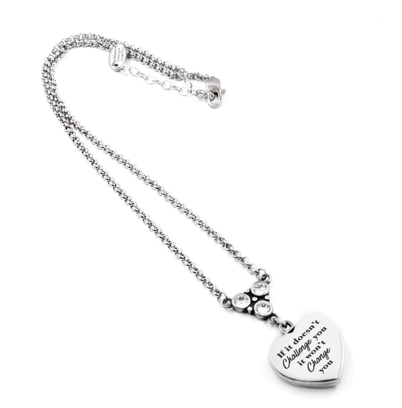Silver Quote Necklace Engraved Quote Heart Pendant Quote Etsy