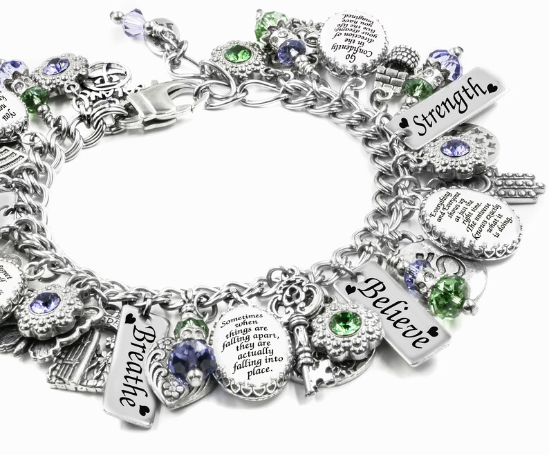 Personalized Quote Charm Bracelet choose your own quotes Inspirational Jewelry with Sayings