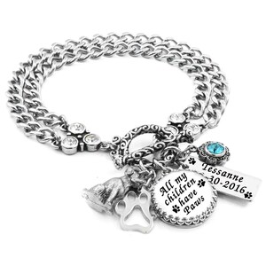 Pulsera con dije de perro, joya conmemorativa para recordar a tus queridas mascotas. imagen 1