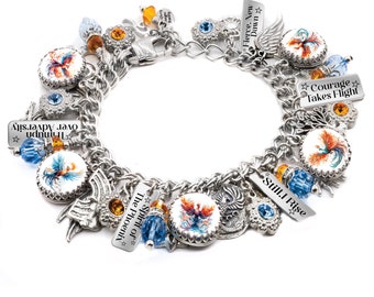 Phoenix Bird Charm Bracelet, Strength Jewelry, Still I Rise Firebird Gift