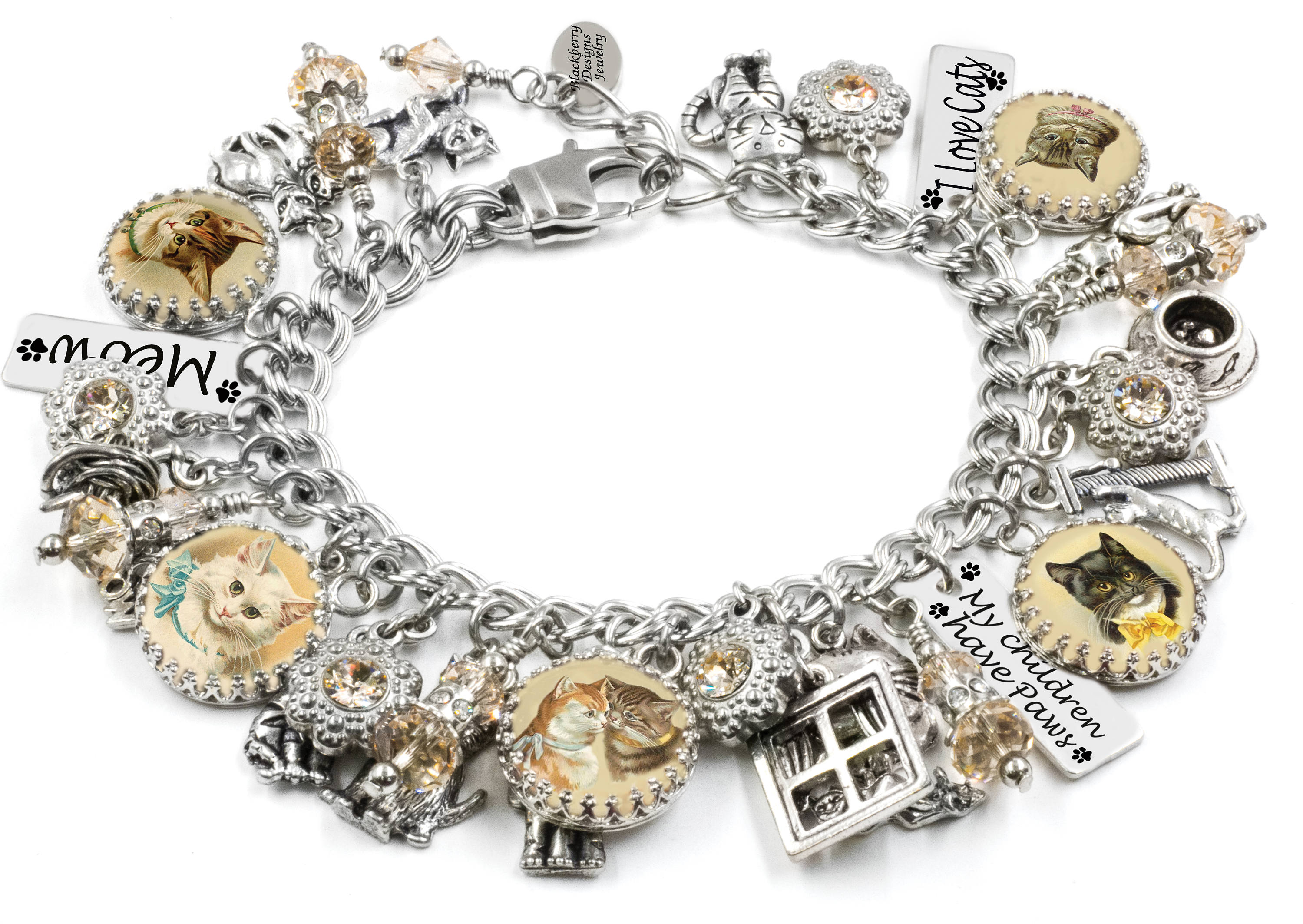Cat Charm Bracelet Kitten Jewelry Etsy