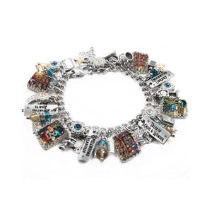 Book Lover Charm Bracelet, Fantasy Jewelry for Readers & Writers, Librarian Gift, Magical Library