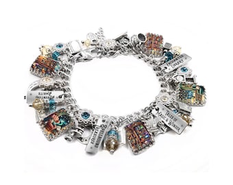 Book Lover Charm Bracelet, Fantasy Jewelry for Readers & Writers, Librarian Gift, Magical Library