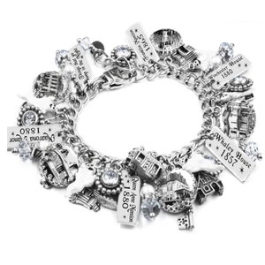 Haunted House Charm Bracelet – Ghost Jewelry with Vintage Mansions, Whaley House, Pearls & Crystals – Halloween Gift image 9