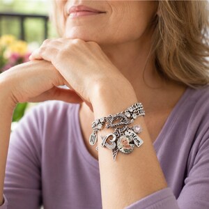 Memorial Photo Bracelet for Cremation Ashes includes Heart Urn Engraving and Birthstone image 8