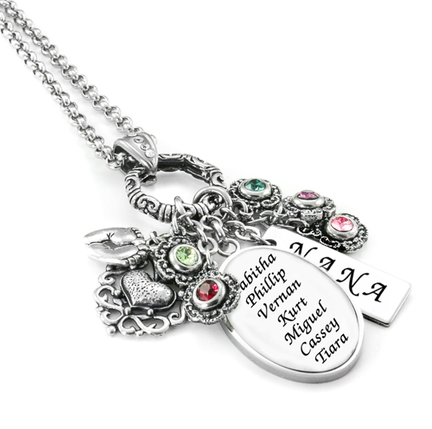 Grandma necklace with best sale grandkids birthstones and names
