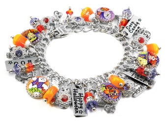 Halloween Bracelet, Colorful Corn Candy Charms, Playful Handmade Jewelry