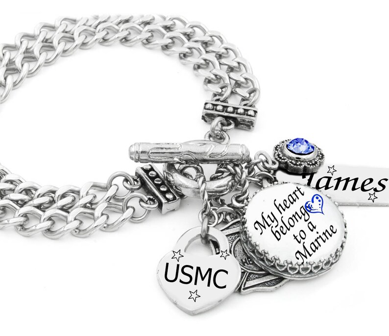 Military Charm Bracelet Military Jewelry Personalized Etsy