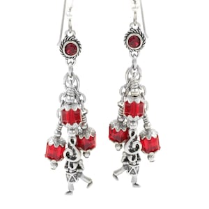 12 Days of Christmas Earrings, 12th Day, Drummers Drumming Charm, Birthstone Crystal, Holiday Jewelry, Personalized Gift