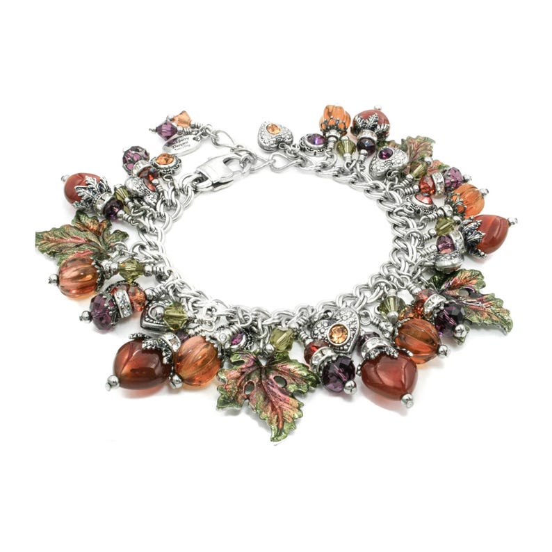 Fall Leaves Jewelry, Autumn Bracelet, Pumpkin Carnelian Gemstones image 1
