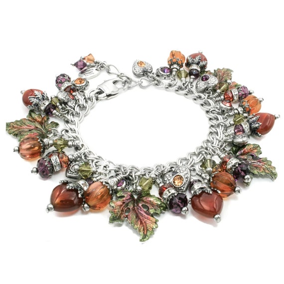 Fall Leaves Jewelry, Autumn Bracelet, Pumpkin Carnelian Gemstones
