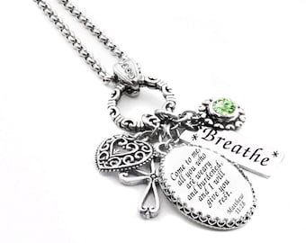 Scripture Necklace, Personalized Bible Verse Jewelry, Faith Pendant, Non Tarnish Stainless