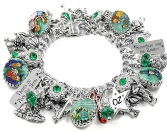Wizard of Oz Charm Bracelet, Dorothy and Glinda Jewelry