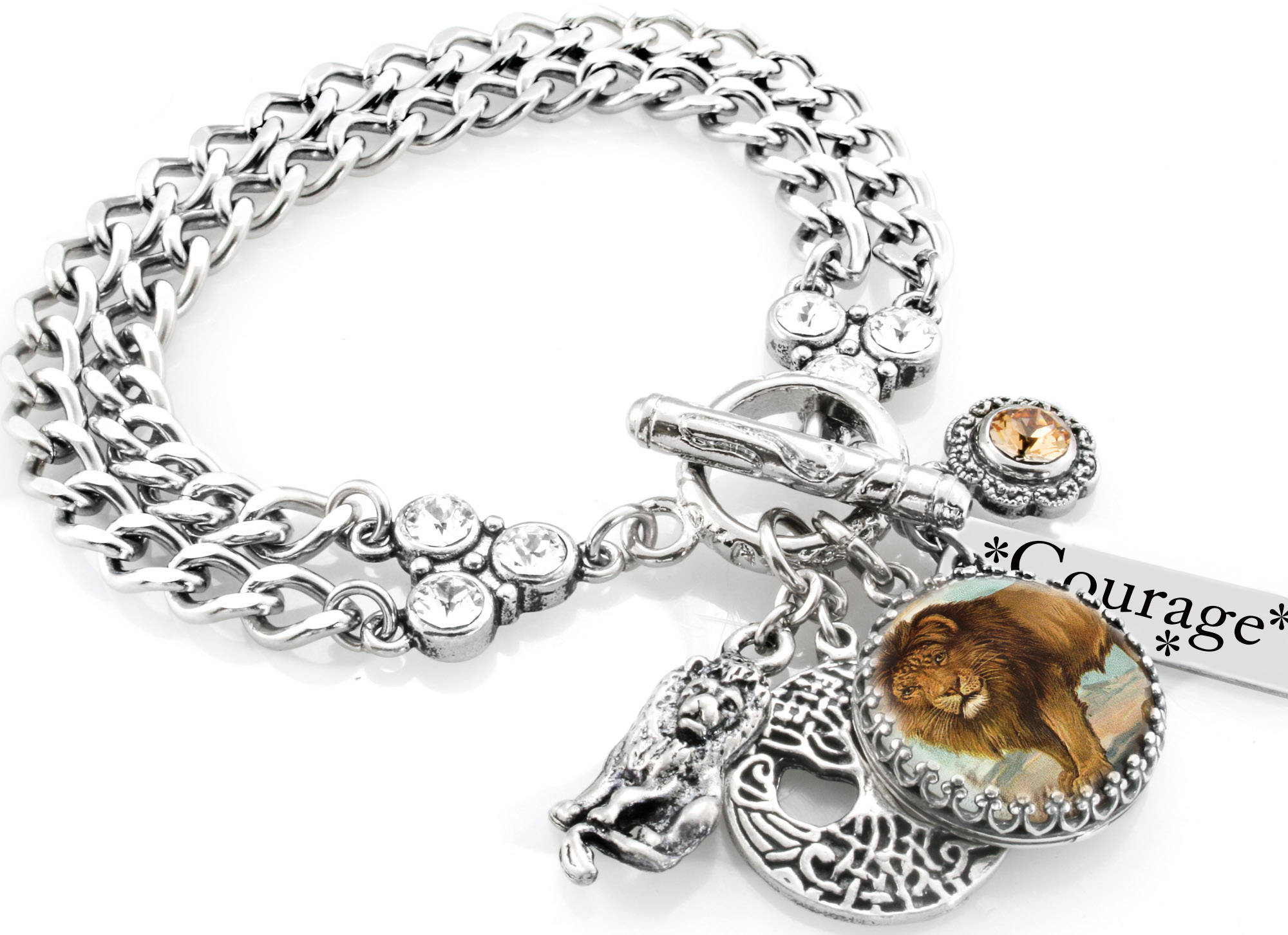 Lion Jewelry Personalized Lion Bracelet Engraved Lion Charm Etsy