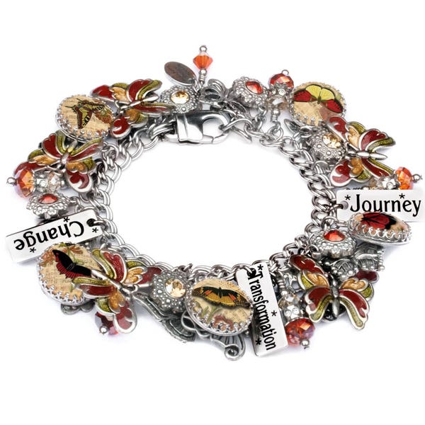 Pulsera con dije de mariposa monarca, mariposas, regalos para festivales