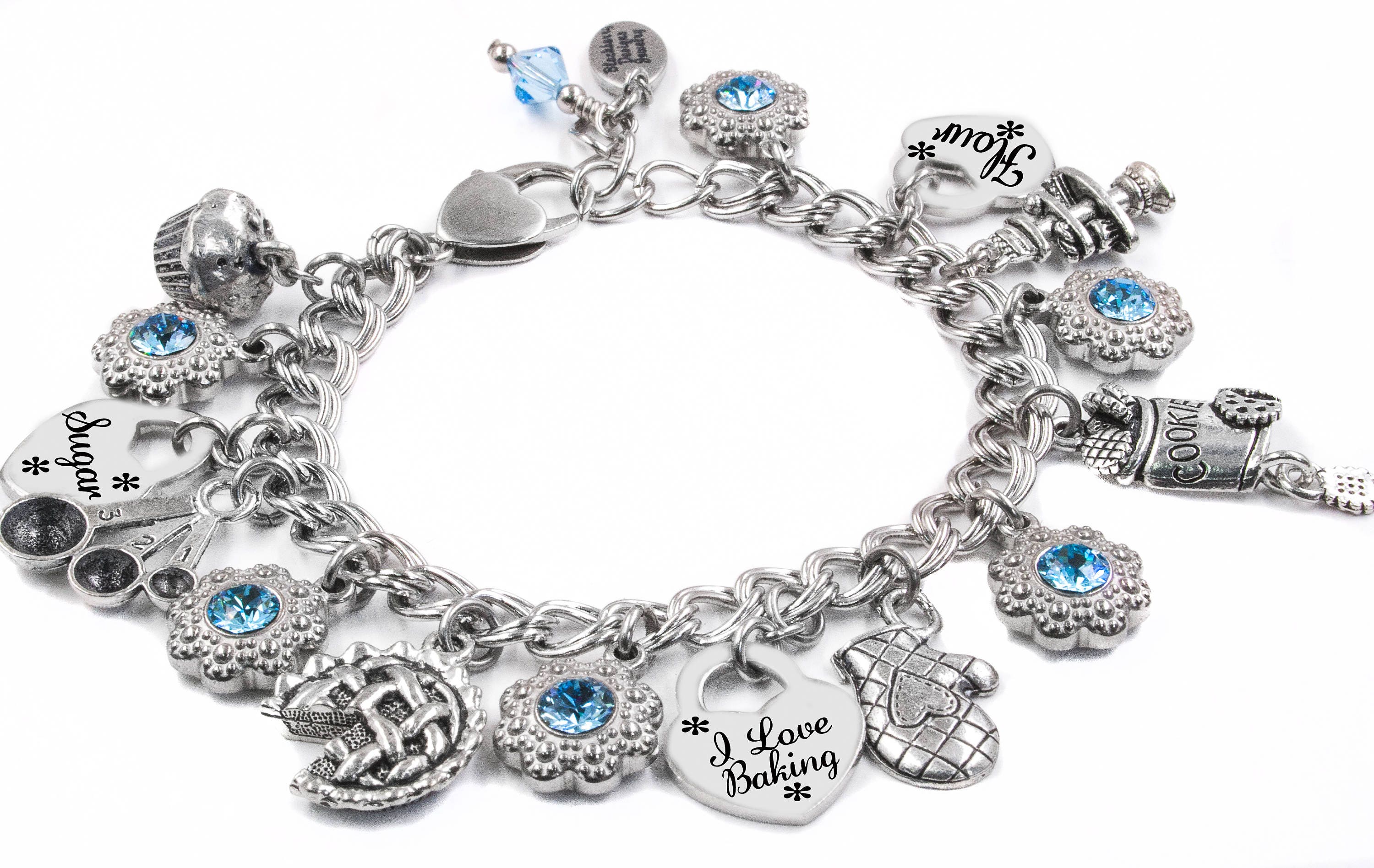 Personalized Charm Bracelet Choice of Crystals Charms Laser Etsy