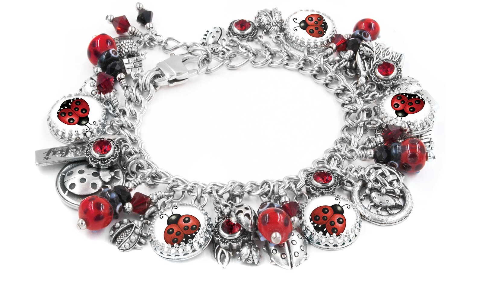 Ladybug Charm Bracelet Ladybug Bracelet Love Bug Jewelry Etsy