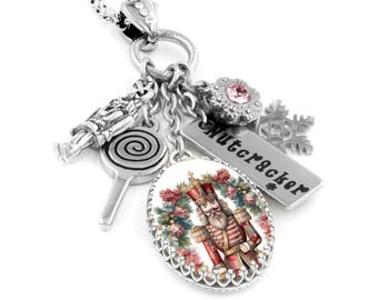 Nutcracker Pendant Necklace, Pink Christmas Gift, Never Tarnish Silver