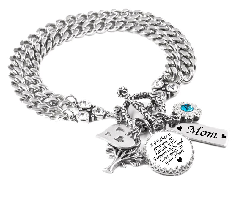 Mother's Birthstone Bracelet Mom Birthday Gift From Etsy