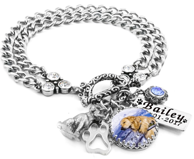 Personalized Dog Memorial Bracelet with Pet Photo Engraved Etsy