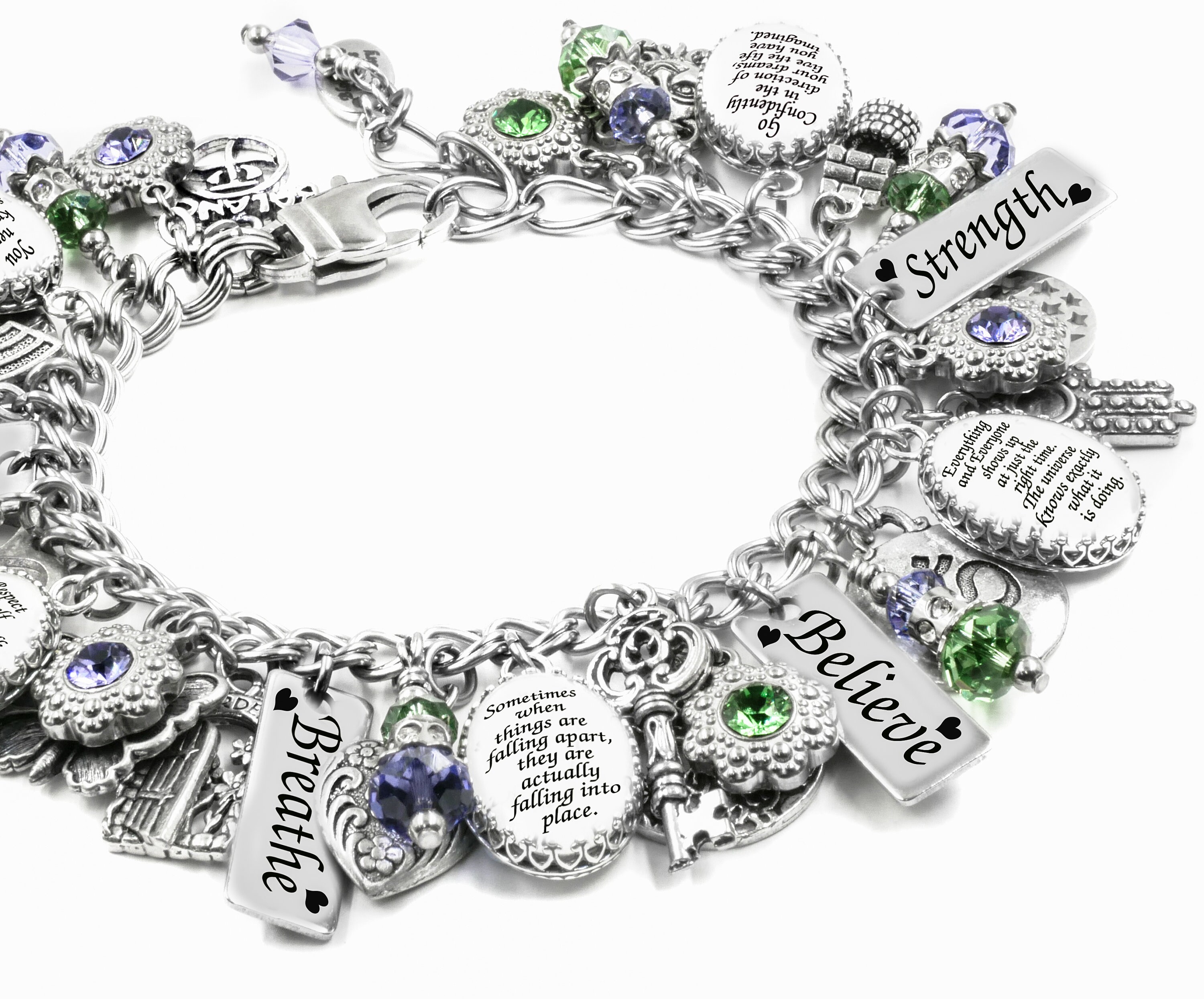 Charm Bracelet Inspirational Quotes Charm Bracelet Etsy