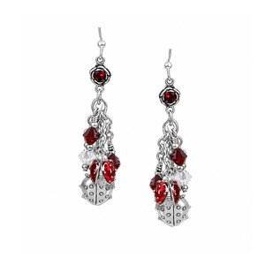 Colorful Lucky Ladybug Earrings, Ruby Crystals, Ear Posts or Ear Wire