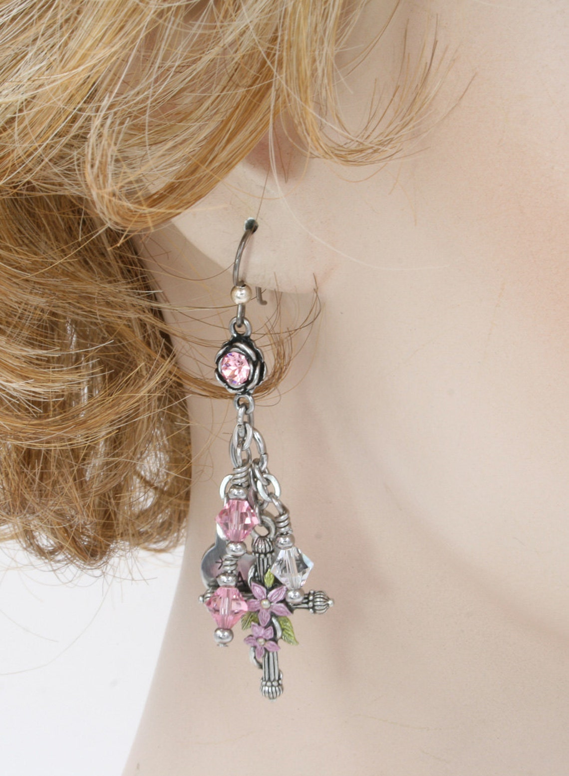 Cross Earrings Religious Earrings Dangle Earrings Faith Etsy