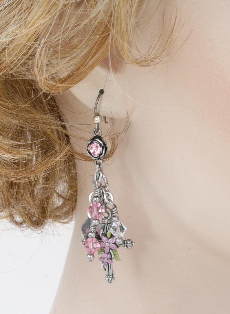Cross Earrings Religious Earrings Dangle Earrings Faith Etsy