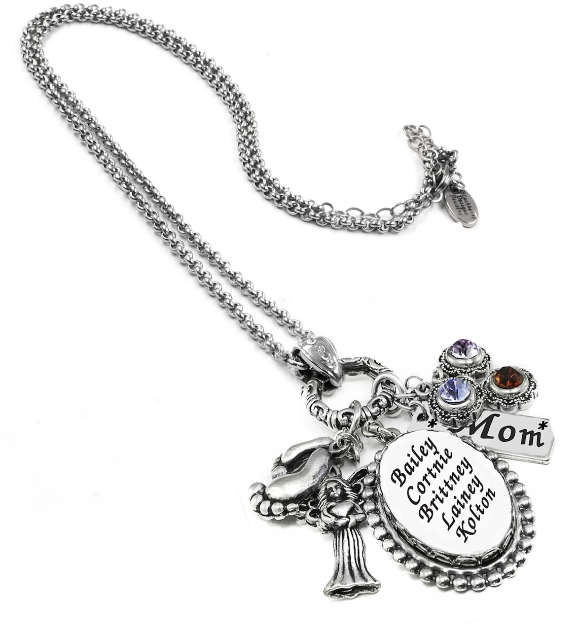 Mom Birthday Gift Necklace Name of Children Birthstone Etsy
