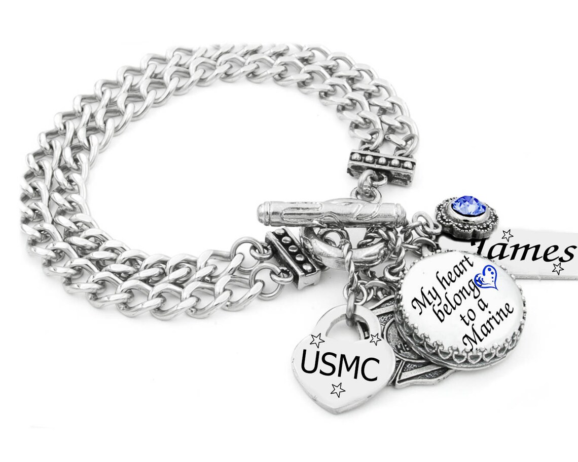 Military Charm Bracelet Military Jewelry Personalized Etsy