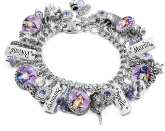 Celestial Bracelet with Sorcerer, Wizard Gift, Moon and Stars Jewelry, Metaphysical Jewelry