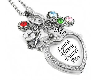 Mom Jewelry, Mom Personalized Necklace, Mother Pendant, Gift for Mom, Grandma, Nana, Mother's Locket, Heart Locket