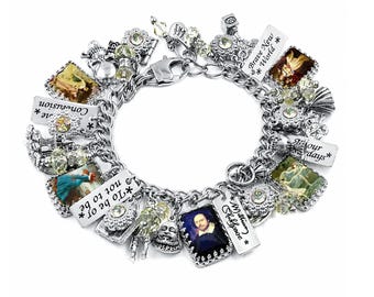 Shakespeare Charm Bracelet, Literary Jewelry, Book Lover Gift