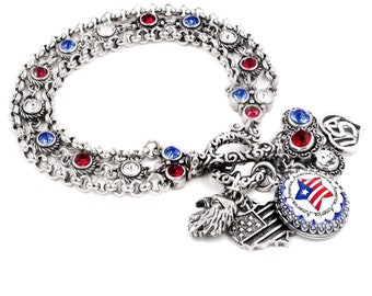 America Fourth of July Bracelet, USA Jewelry, Olympics and 4th Independence Day