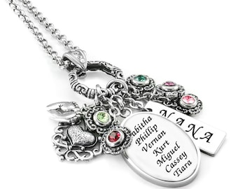 Kids Names, Grandma Necklace Personalized Gift, Nana, Mimi, MeMaw