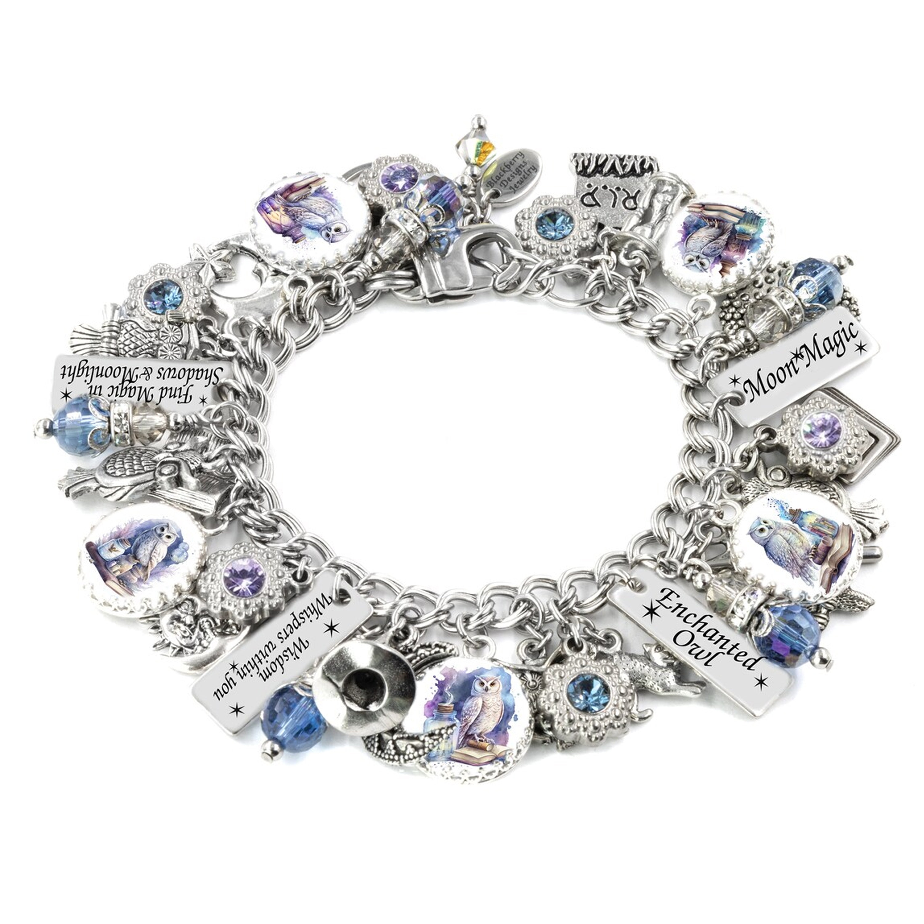 Owl Charm Bracelet &ndash; Spirit Animal Jewelry for Wisdom & Guidance, Night Forest Gift for He