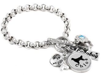 Personalized Dog Name Bracelet, Engraved Pet Breed Gift, Dog Mom Non Tarnish Stainless