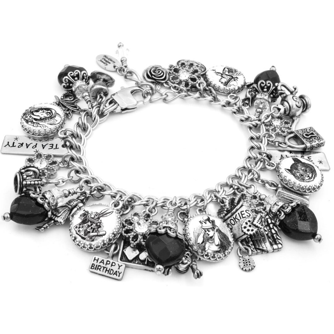 Ciondolo Charm Alice Nel Paese Delle Meraviglie In Argento Sterling 3D - Vintage