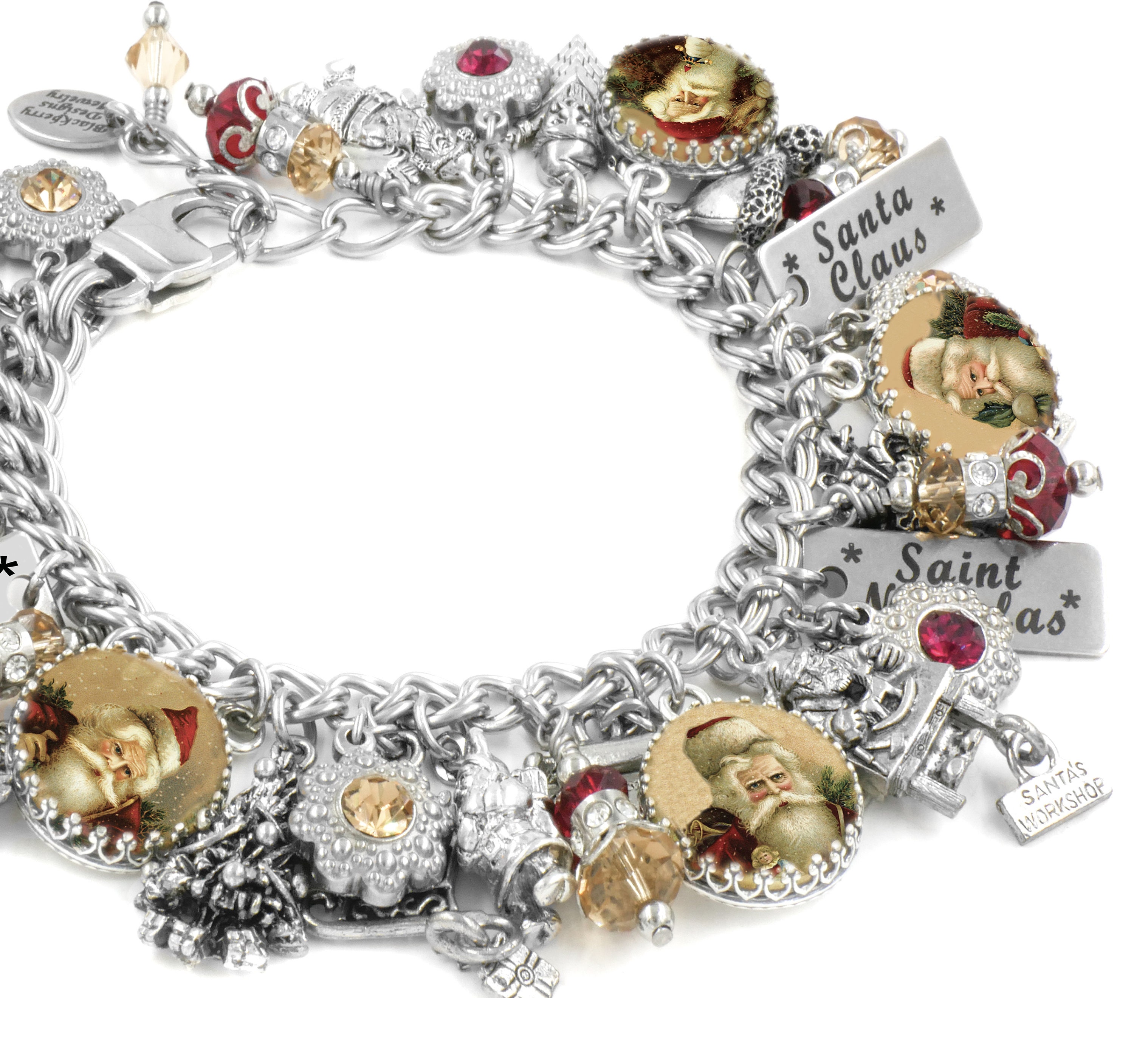 Christmas Jewelry Silver Charm Bracelet Santa Claus Jewelry Etsy