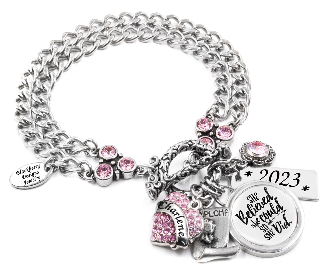 Graduation Bracelet With Choice of Birthstone Graduate Gift Etsy