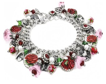 Flower Bracelet, Colorful Mother's Day Gift, Rose Jewelry, Gift for Gardeners, A Dozen Roses